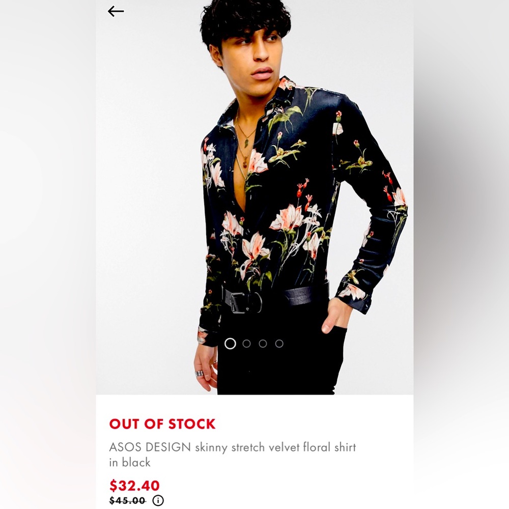 ASOS Design Skinny Stretch Velvet Floral Shirt
